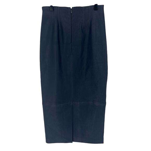 Veronica Beard Kaliyah Navy Leather Pencil Skirt - Picture 12 of 14